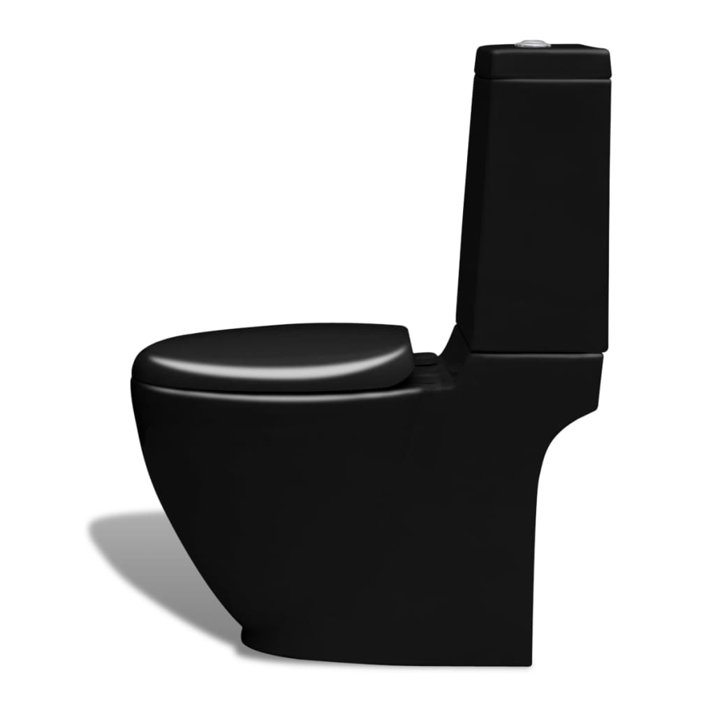 vidaXL Комплект стояща тоалетна и биде, черна, керамика