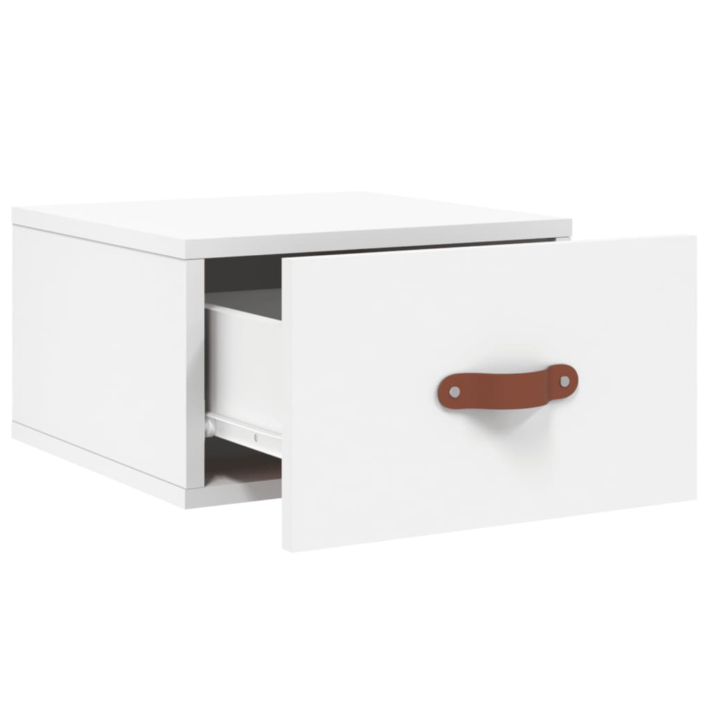 vidaXL Нощно шкафче за стенен монтаж, бяло, 35x35x20 см