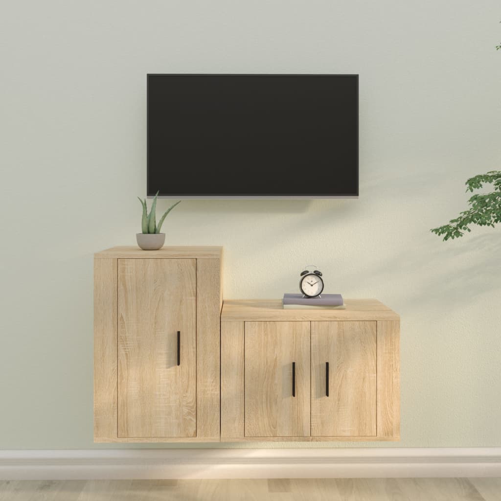 vidaXL Комплект ТВ шкафове от 2 части, сонома дъб, инженерно дърво