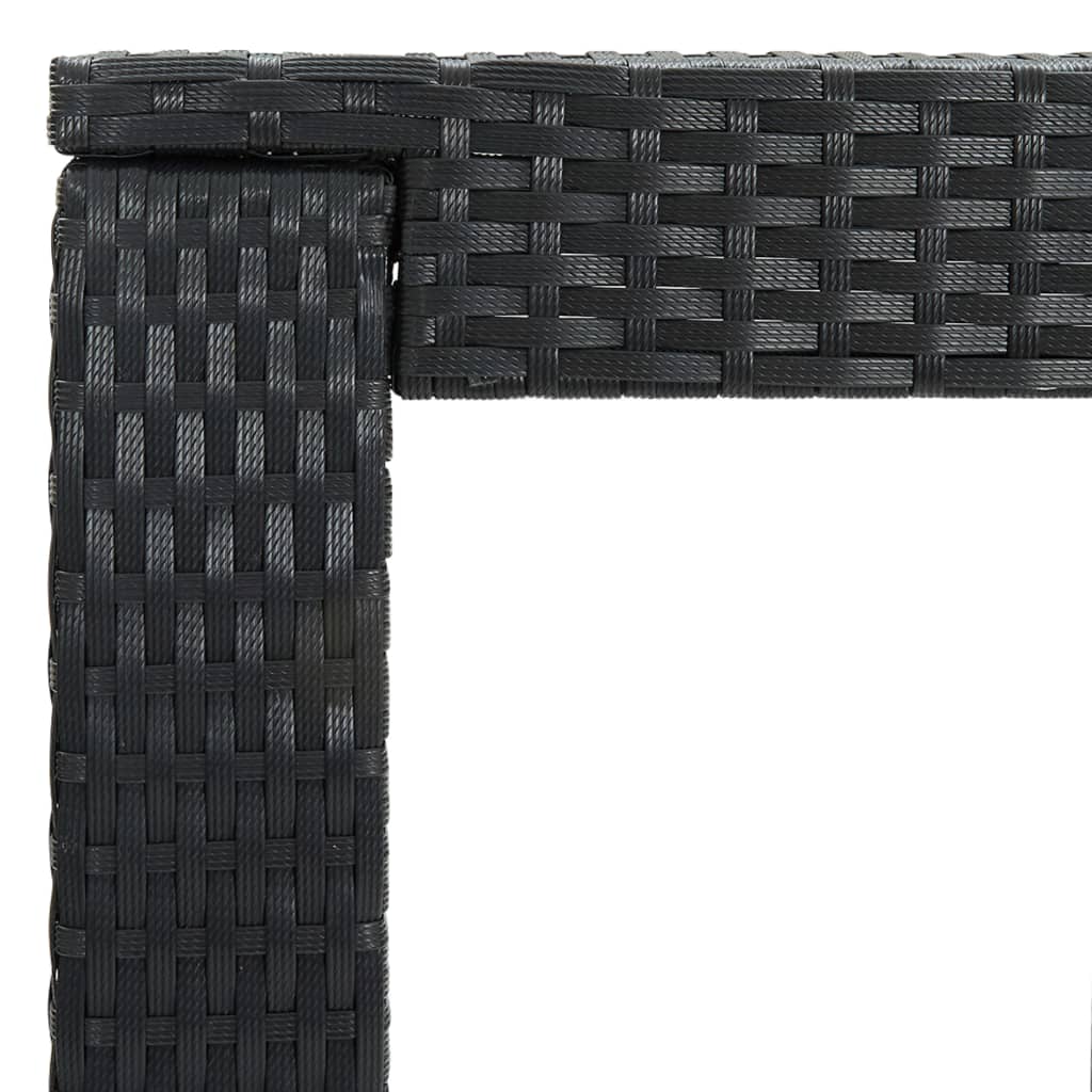 vidaXL Градински бар комплект с възглавници, 3 части, черен полиратан