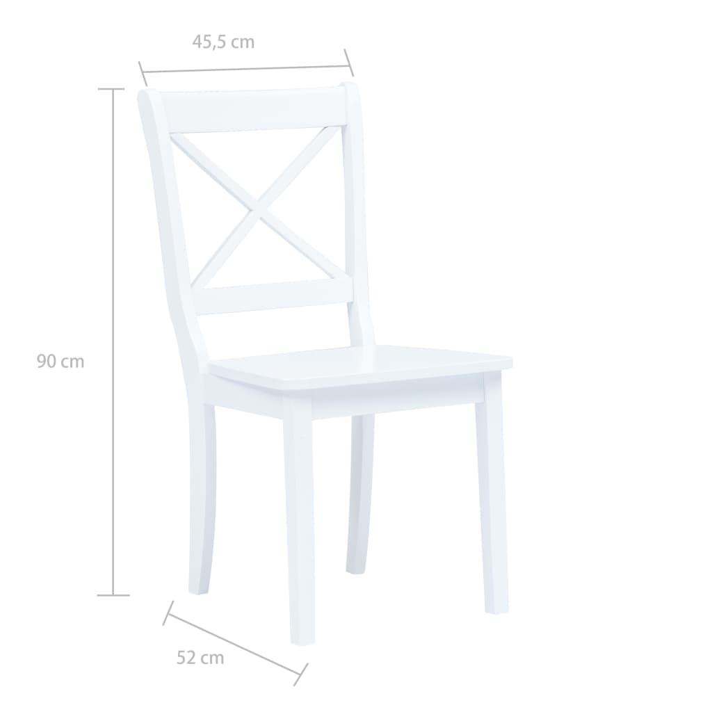 vidaXL Трапезни столове, 2 бр, бели, масивна каучукова дървесина