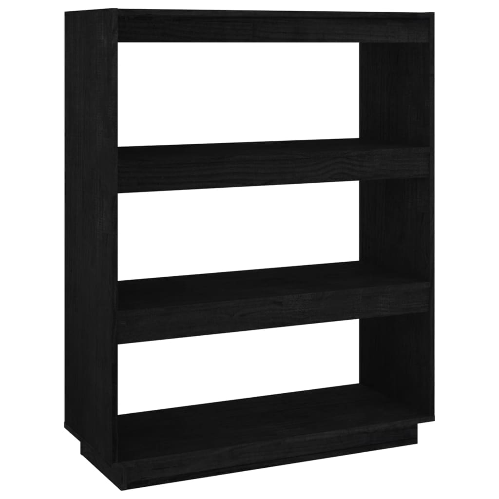 vidaXL Библиотека/разделител за стая, черна, 80x35x103 см, бор масив
