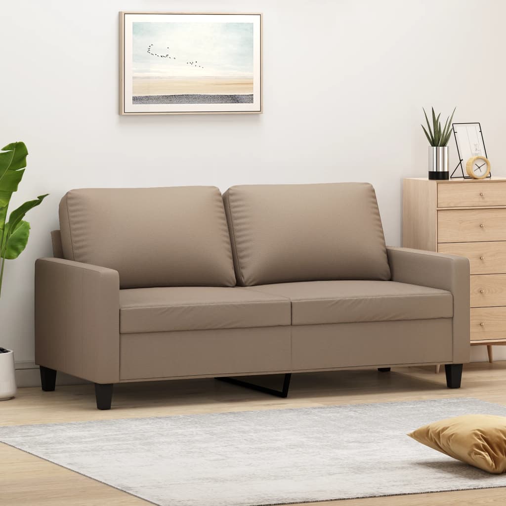 vidaXL 2-местен диван, капучино, 140 см, изкуствена кожа