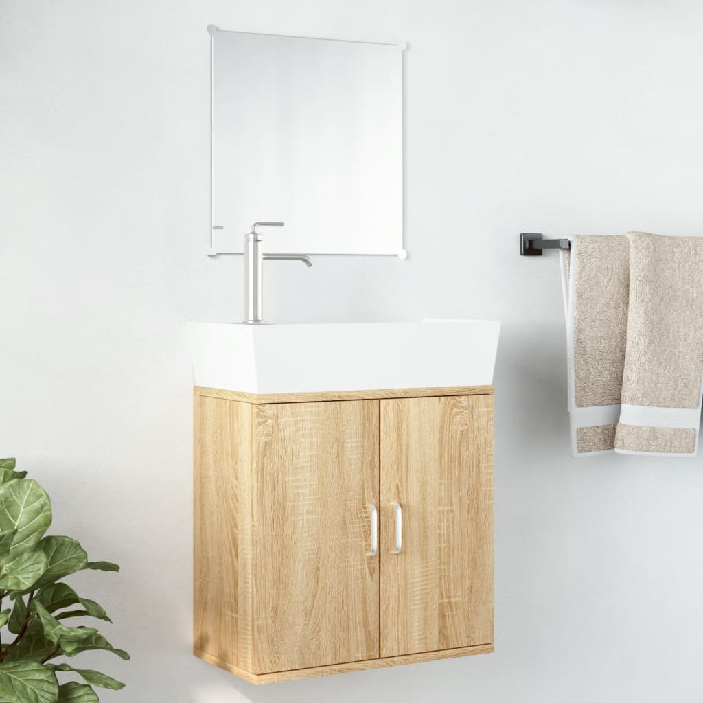 vidaXL Комплект мебели за баня от 2 части, дъб, инженерно дърво