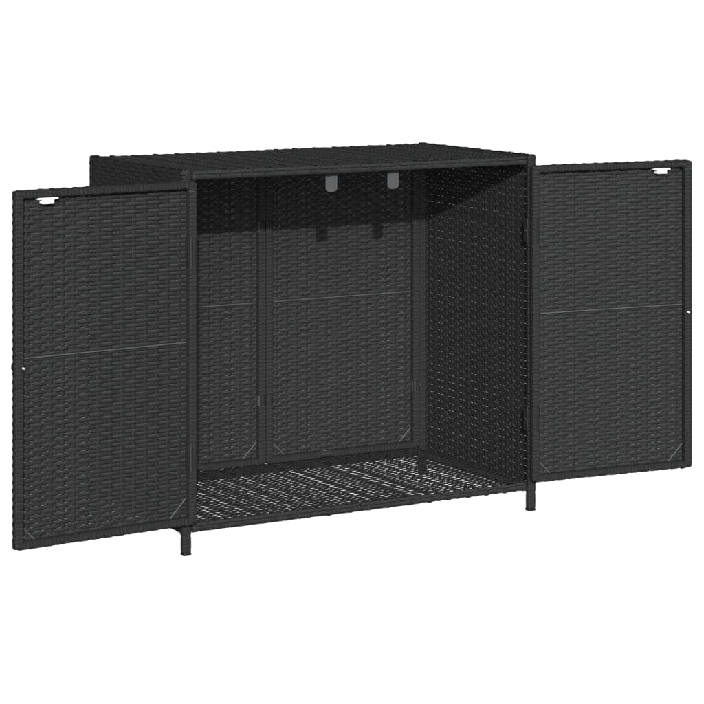 vidaXL Градински шкаф за съхранение, черен, 83x45x76 см, полиратан