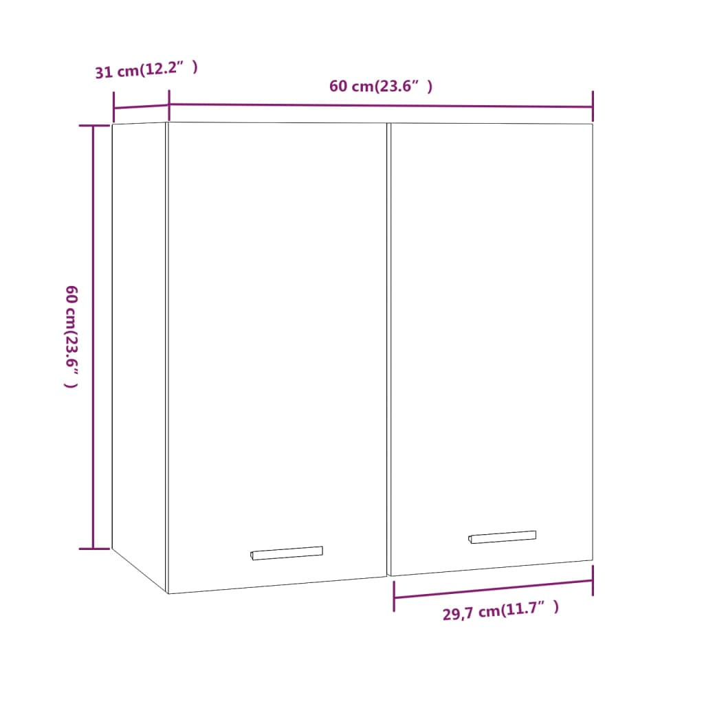 vidaXL Окачен шкаф, опушен дъб, 60x31x60 см, инженерно дърво