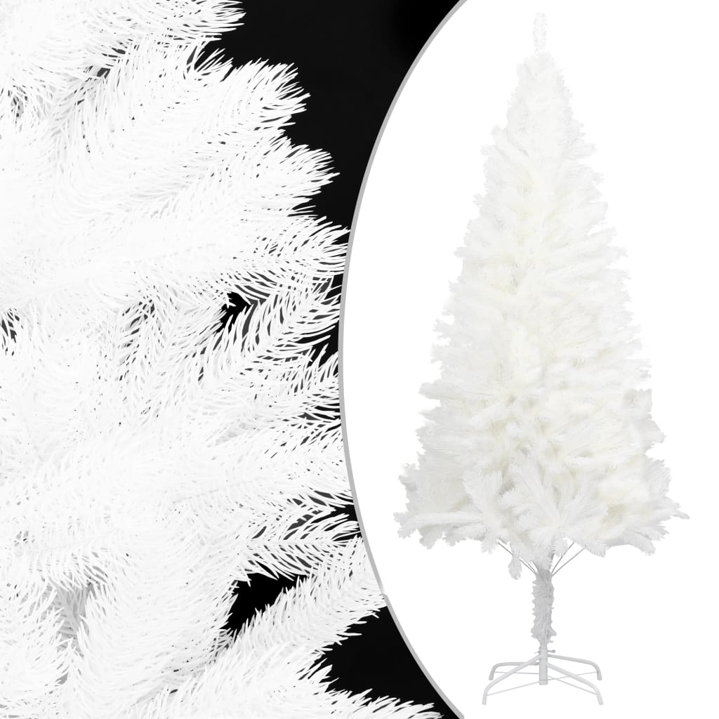 vidaXL Изкуствено коледно дърво, реалистични иглички, бяло, 120 см