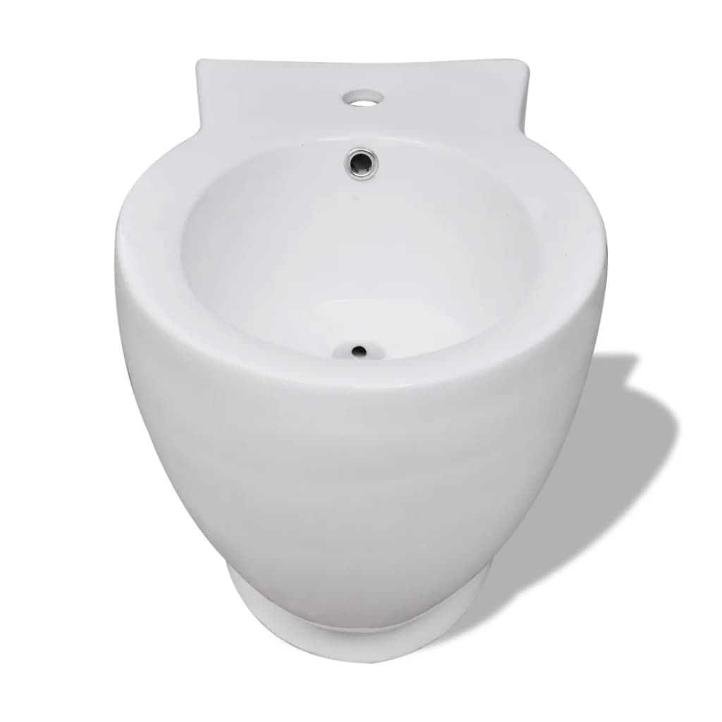 vidaXL Комплект стояща тоалетна и биде, бяла, керамика
