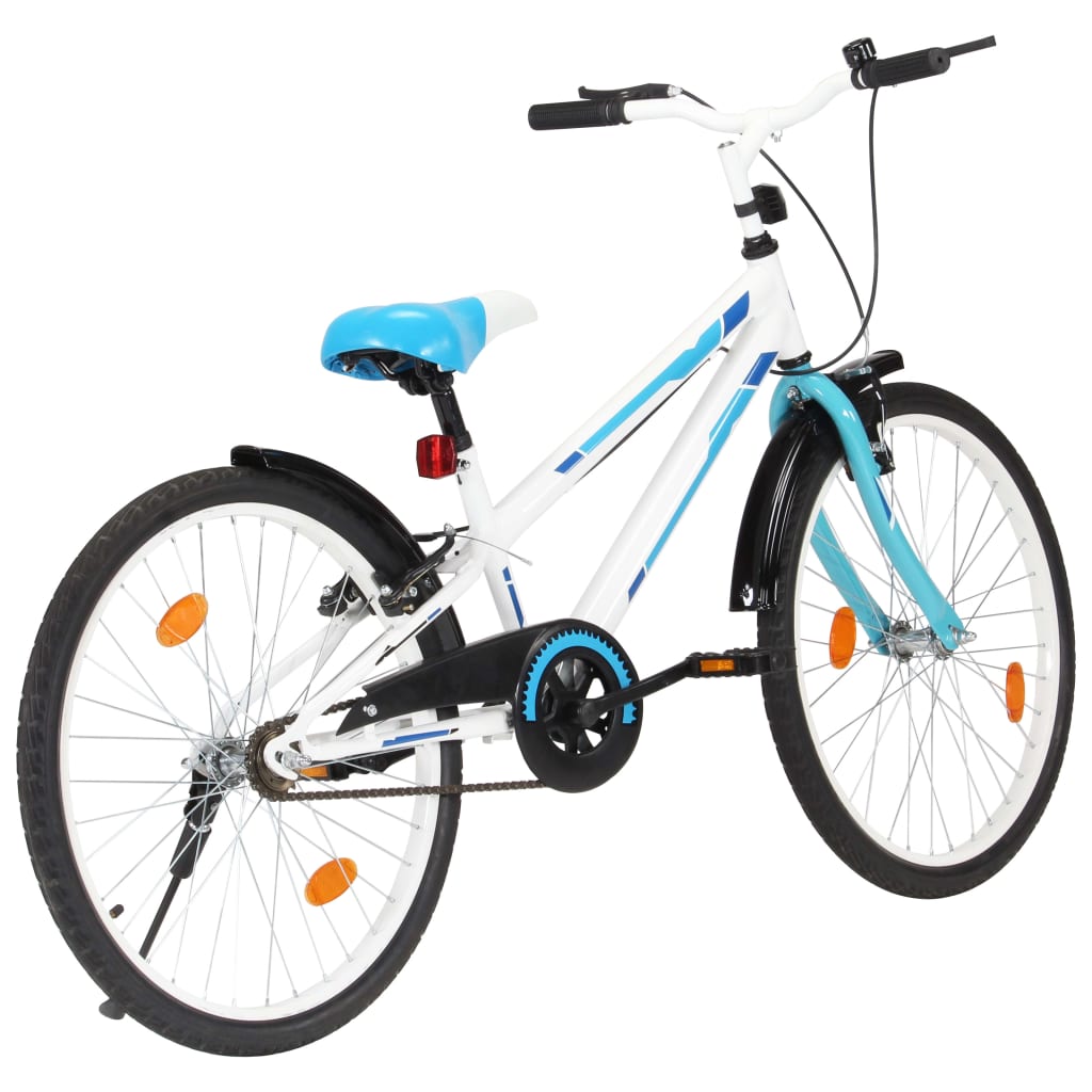 vidaXL Детски велосипед, 24 цола, синьо и бяло