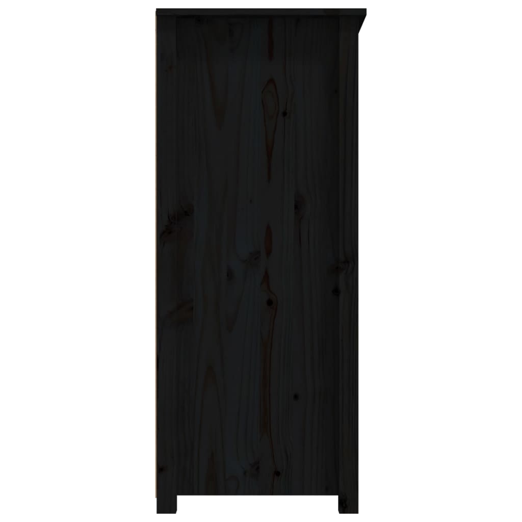 vidaXL Сайдборд, черен, 83x41,5x100 см, бор масив