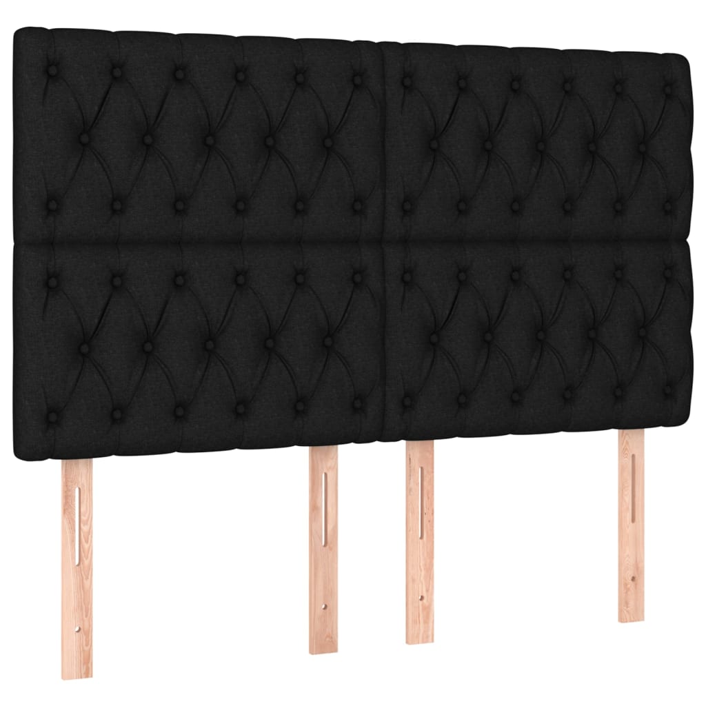 vidaXL Горни табли за легло, 4 бр, черна, 72x7x78/88 см, плат
