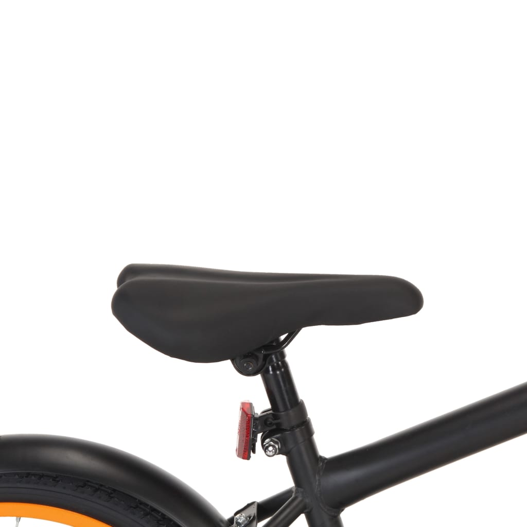 vidaXL Детски велосипед с преден багажник, 20 цола, черно и оранжево