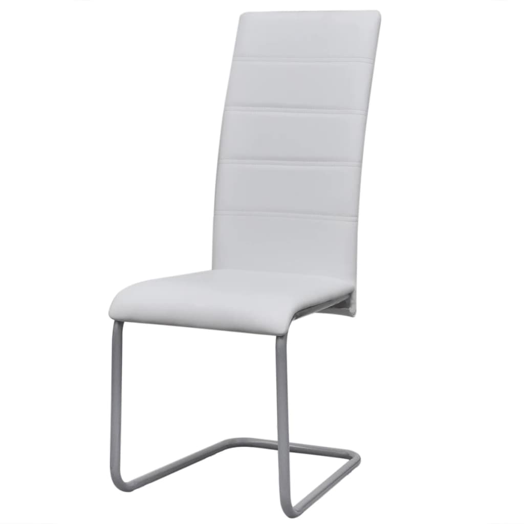 vidaXL Конзолни трапезни столове, 4 бр, бели, изкуствена кожа