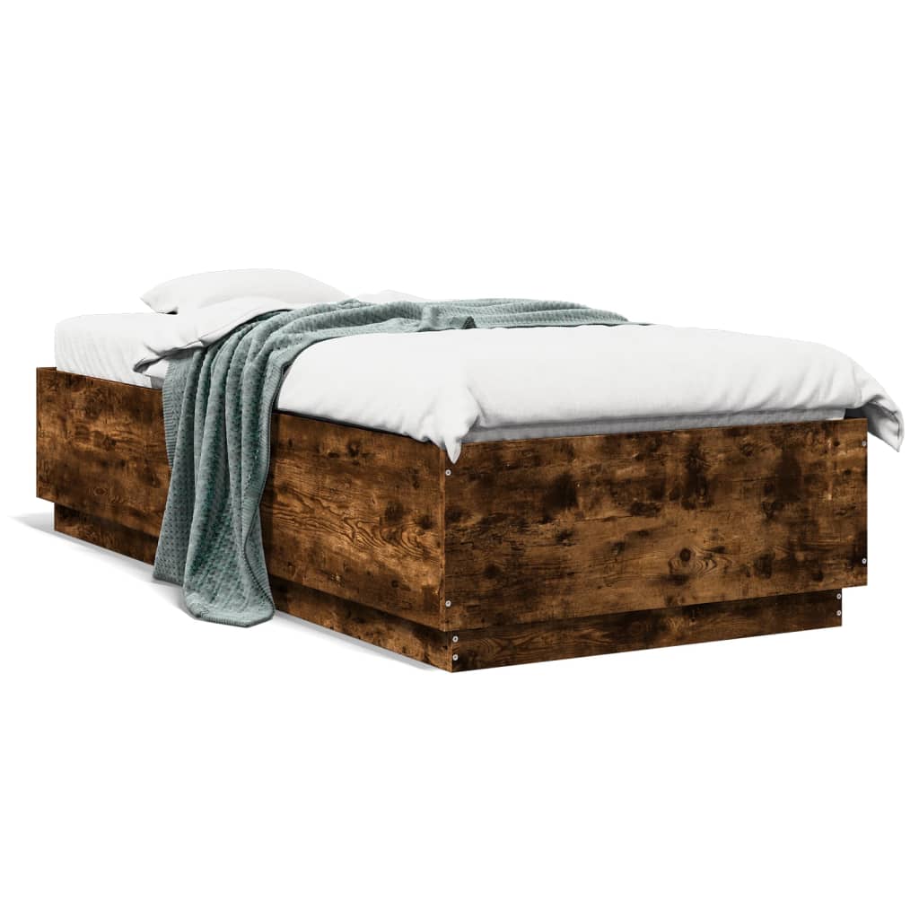 vidaXL Рамка за легло, опушен дъб, 100x200 см, инженерно дърво
