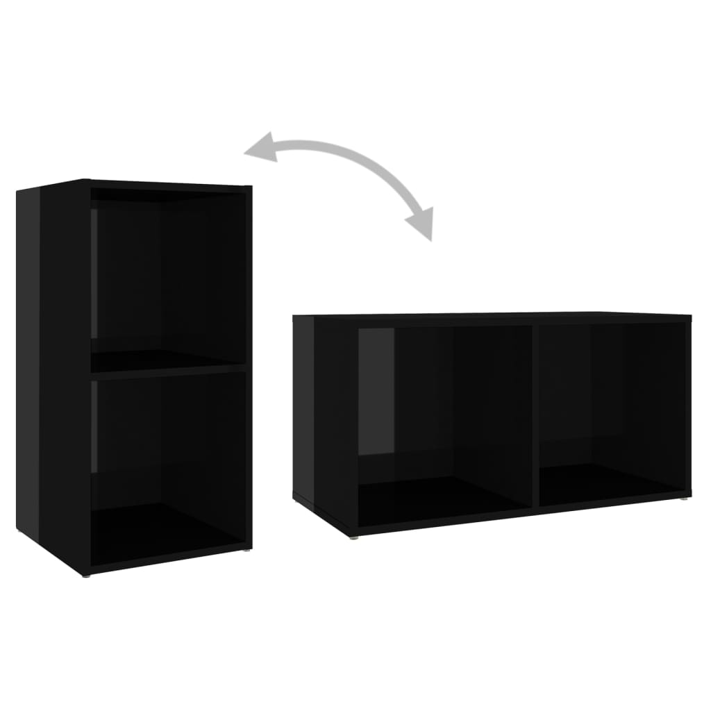 vidaXL ТВ шкаф, черен гланц, 72x35x36,5 см, ПДЧ