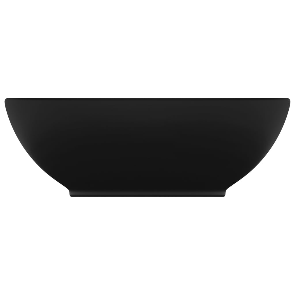 vidaXL Луксозна овална мивка, матово черна, 40x33 см, керамика