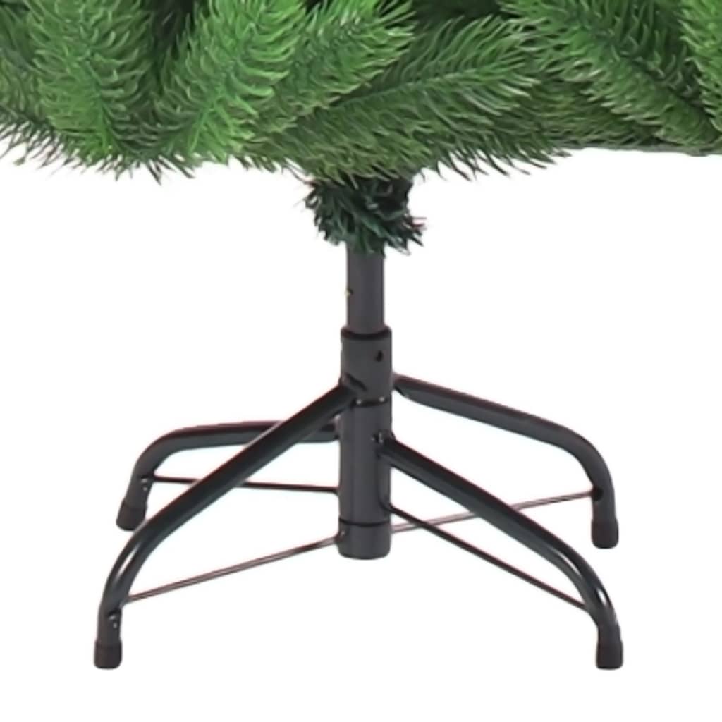 vidaXL Изкуствена осветена коледна елха тип кавказка, зелена, 240 см