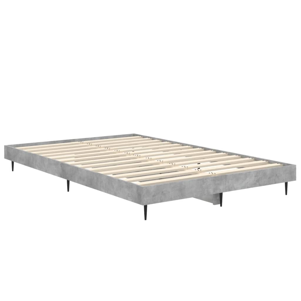 vidaXL Рамка за легло, бетонно сиво, 120x190 см, инженерно дърво