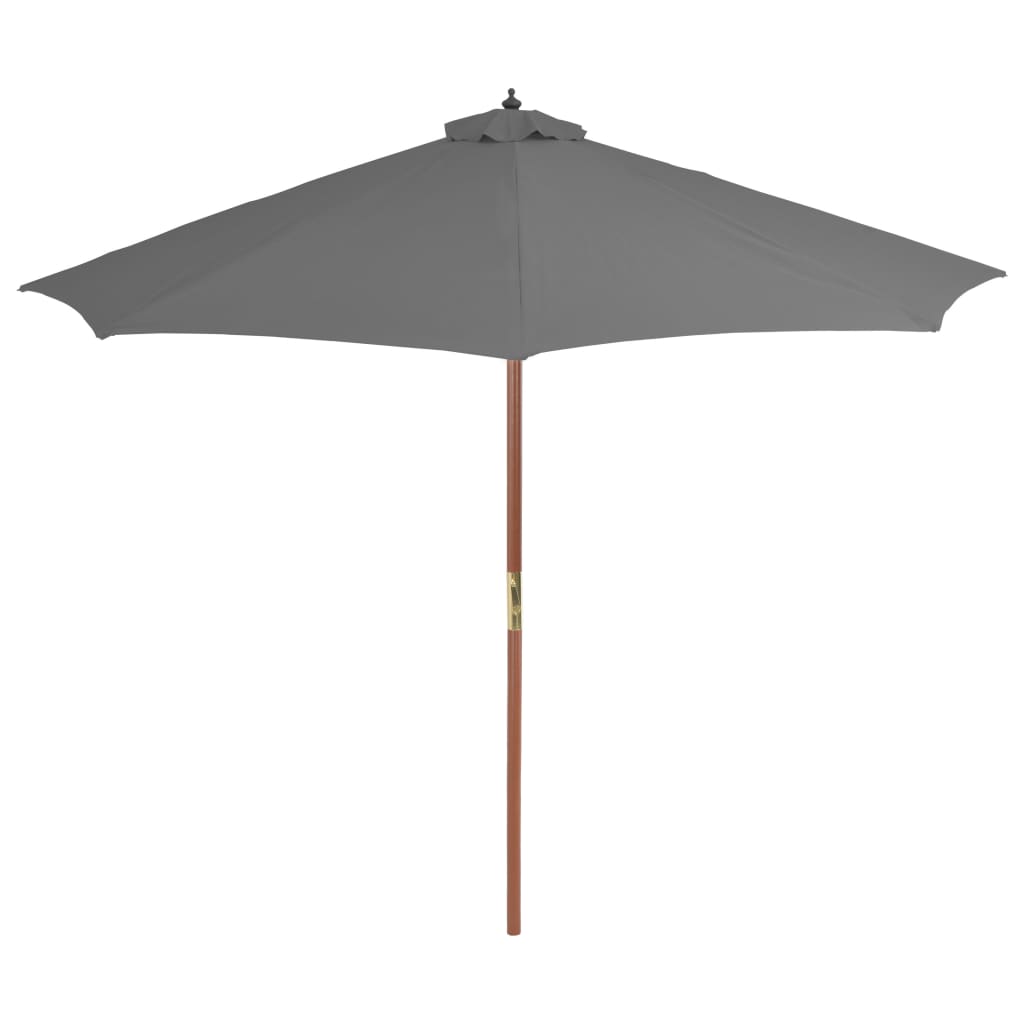 vidaXL Градински чадър с дървен прът, 300 см, антрацит