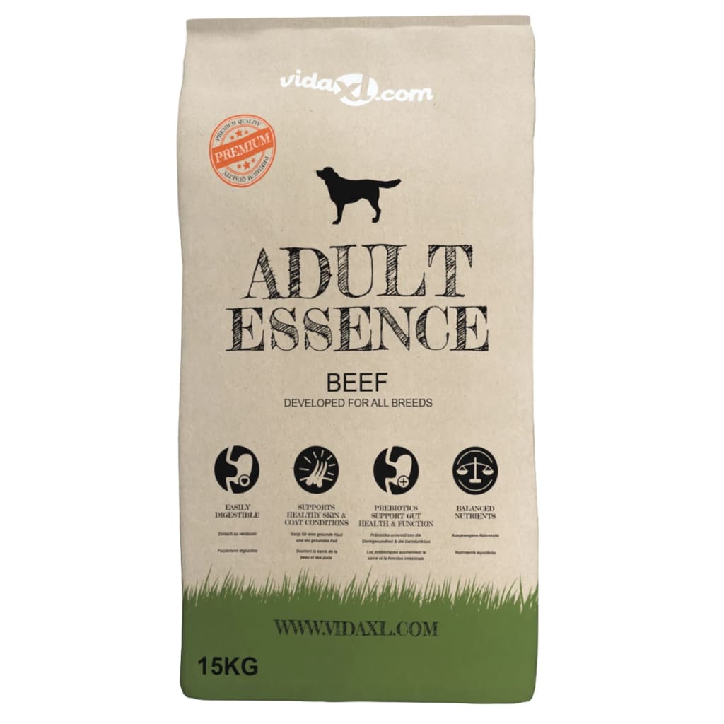 vidaXL Премиум храна за кучета Adult Essence Beef 2 бр 30 кг