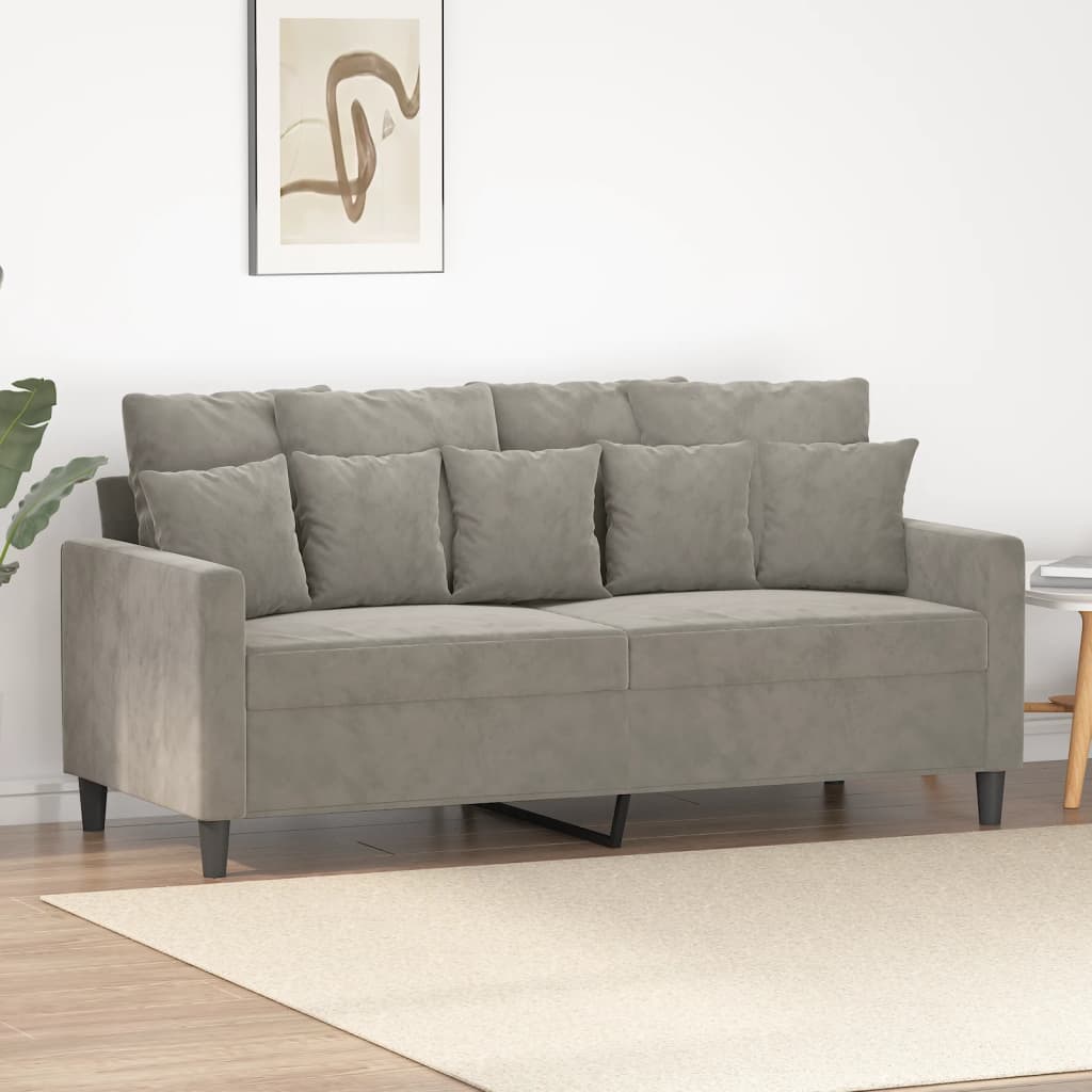 vidaXL 2-местен диван, светлосив, 140 см, кадифе