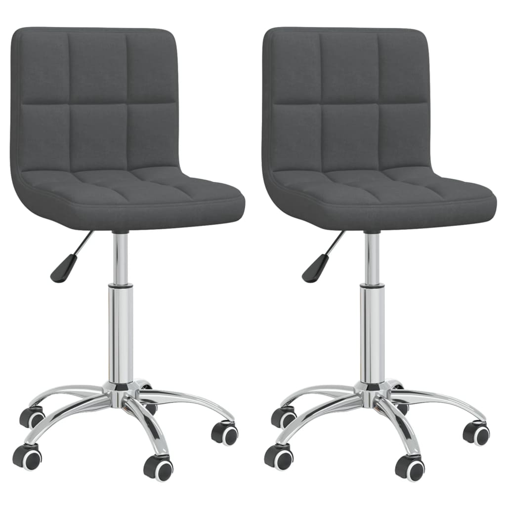 vidaXL Въртящи се трапезни столове, 2 бр, тъмносиви, текстил