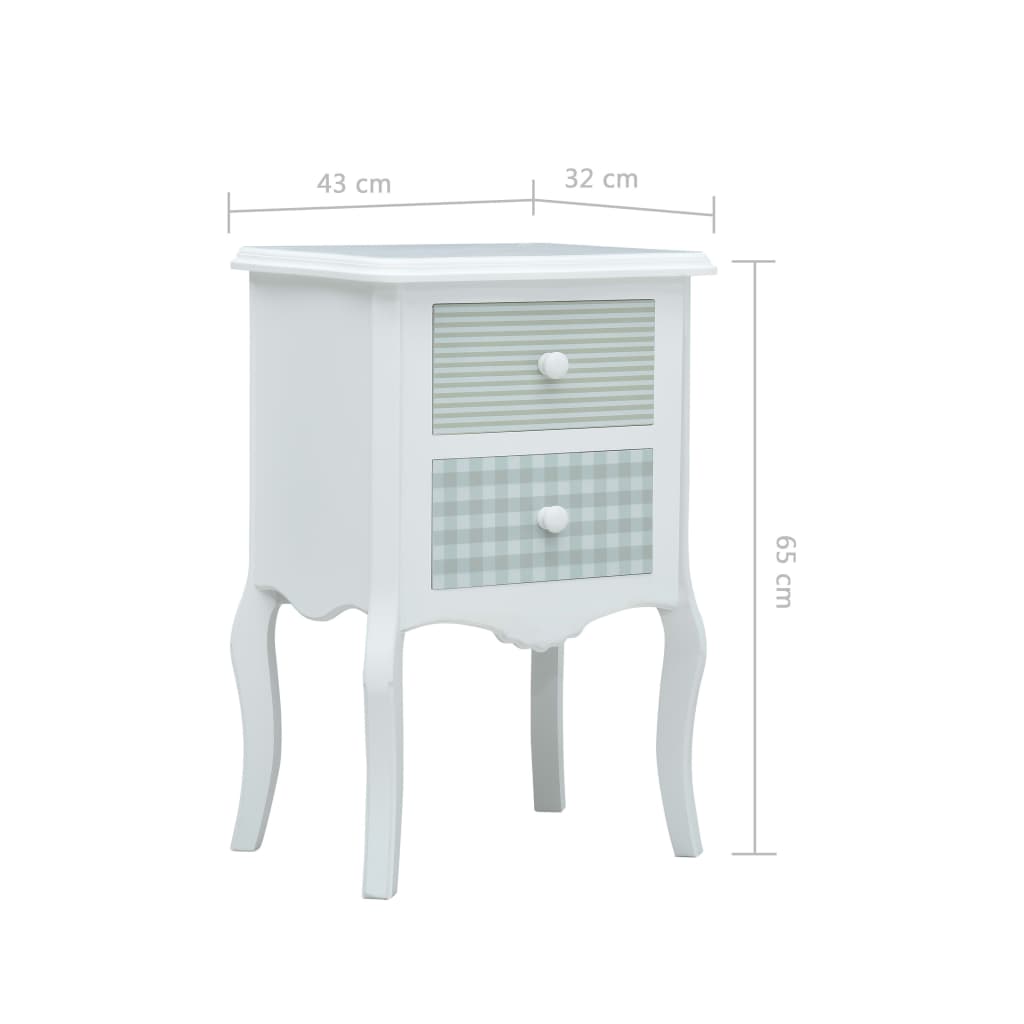 vidaXL Нощно шкафче, бяло и сиво, 43x32x65 см, МДФ