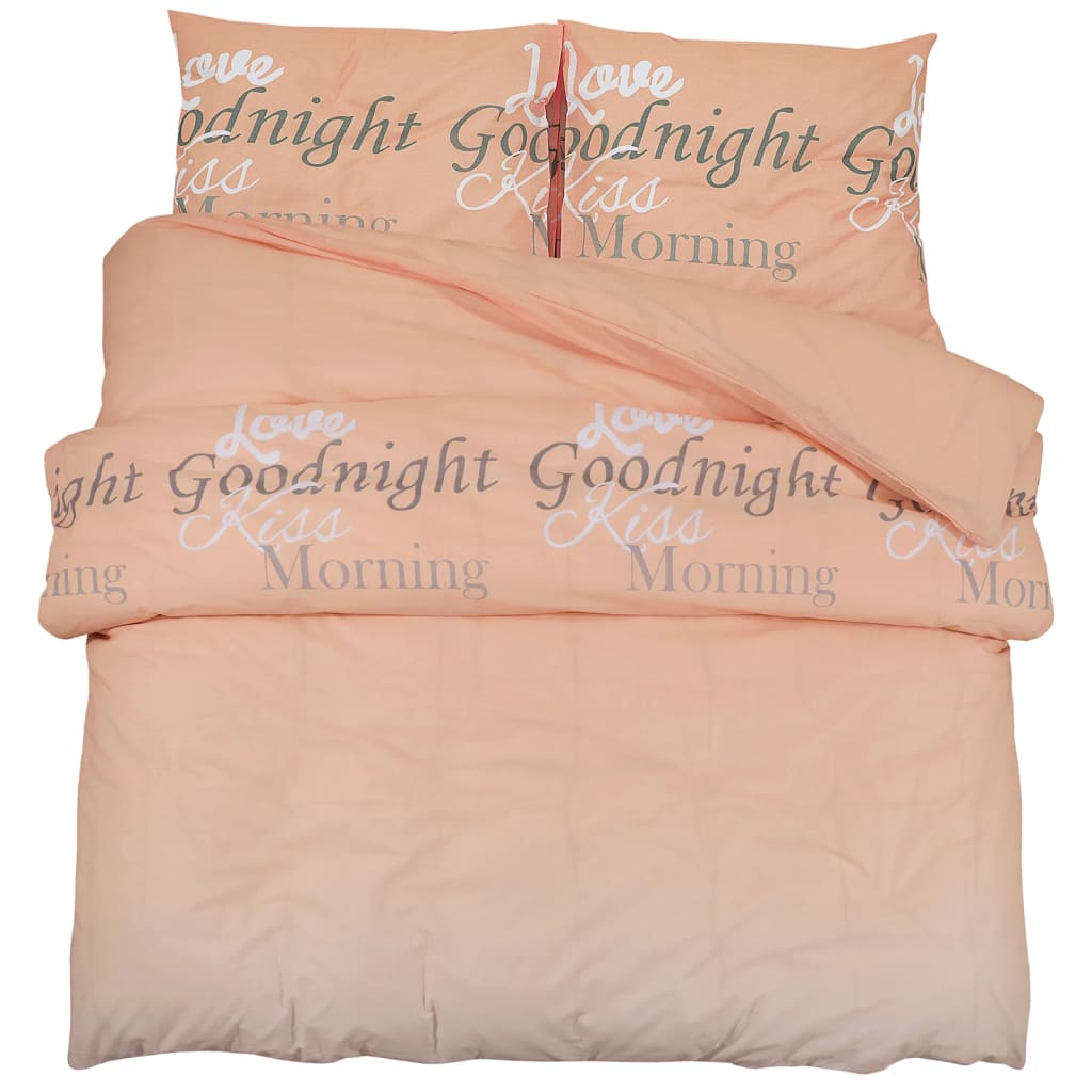 vidaXL Комплект спално бельо, розово, 260x220 см, памук