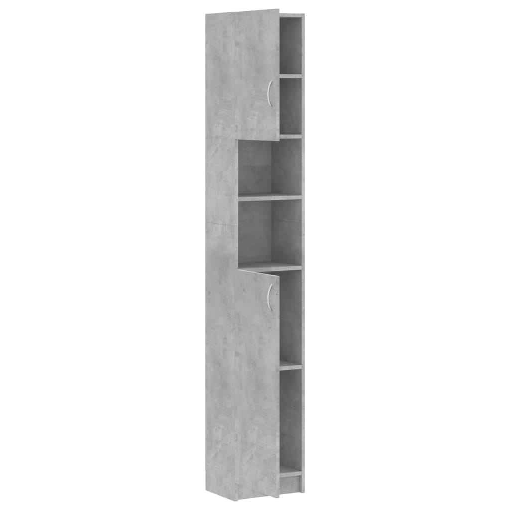 vidaXL Шкаф за баня, бетонно сив, 32x25,5x190 см, ПДЧ