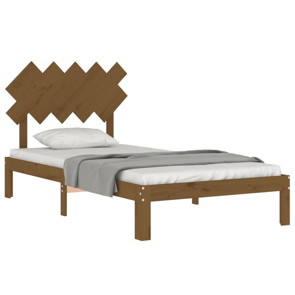 vidaXL Рамка за легло с табла, меденокафява, 100x200 см, масивно дърво