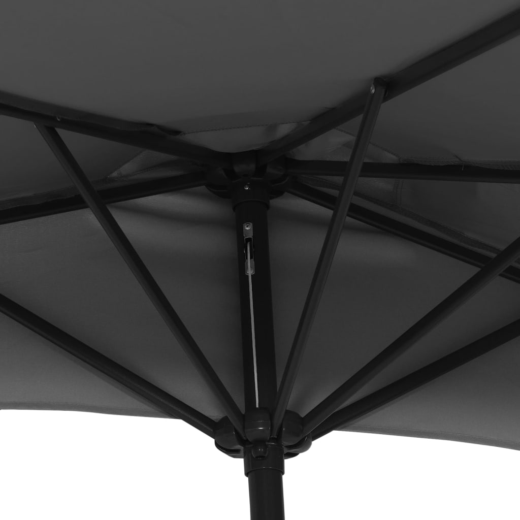 vidaXL Балконски чадър с алуминиев прът, антрацит, 270x144 см, половин