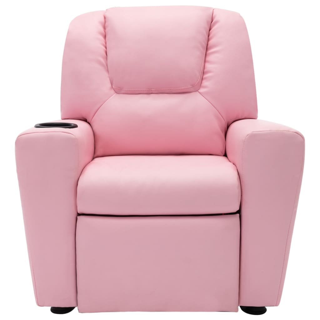 vidaXL Детско наклоняемо кресло, изкуствена кожа, розово