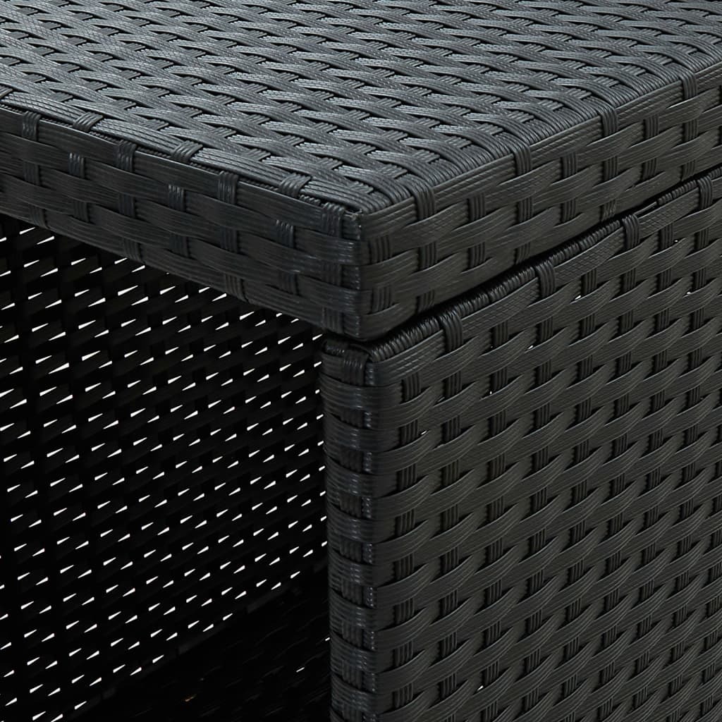 vidaXL Бар маса с шкаф за съхранение, черна, 120x60x110 см, полиратан