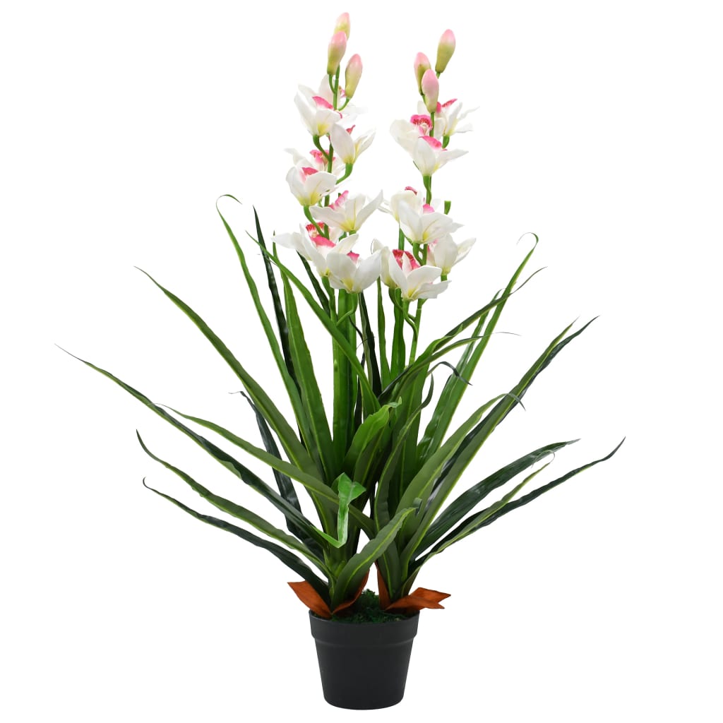 vidaXL Изкуствено растение орхидея цимбидиум в саксия, 100 см, зелено