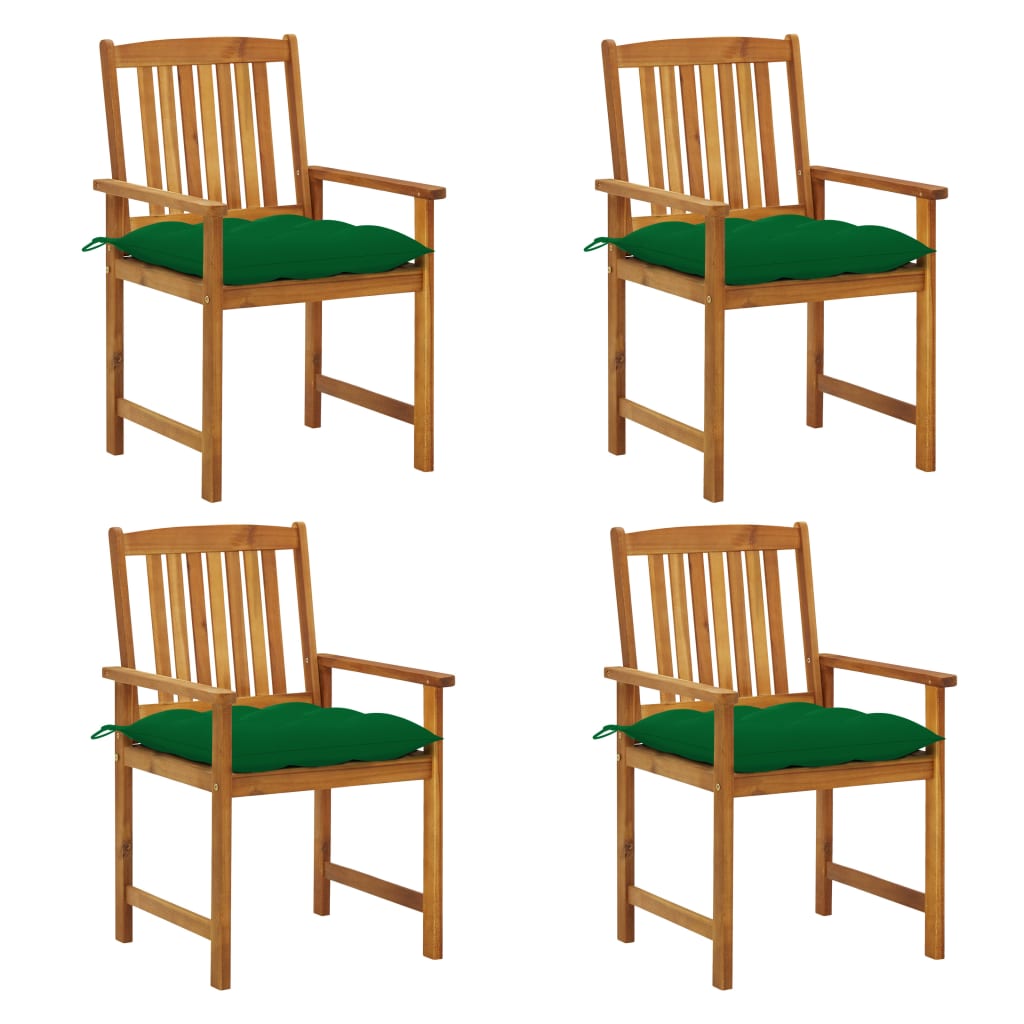 vidaXL Градински столове с възглавници, 4 бр, акациево дърво масив