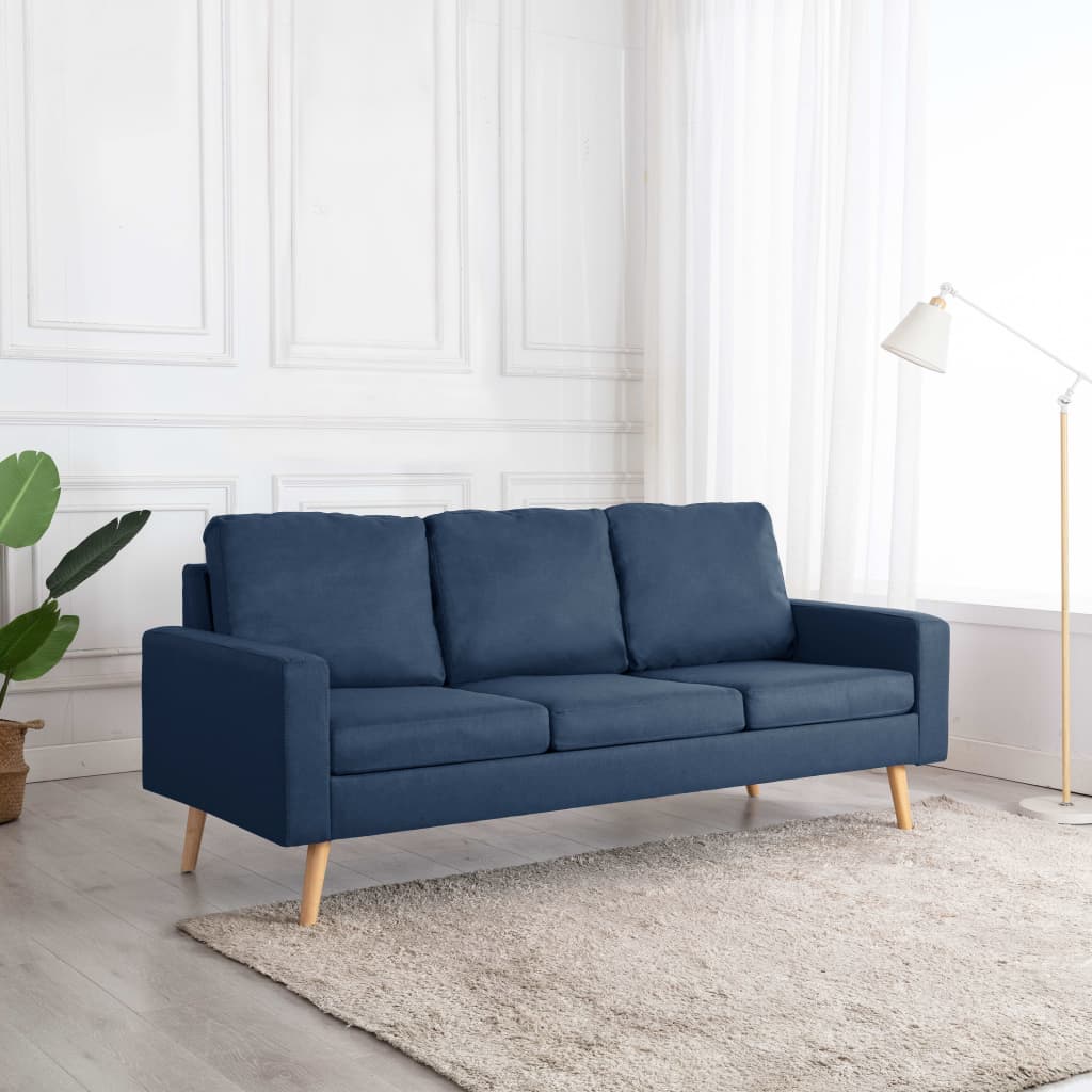 vidaXL 3-местен диван, син, текстил