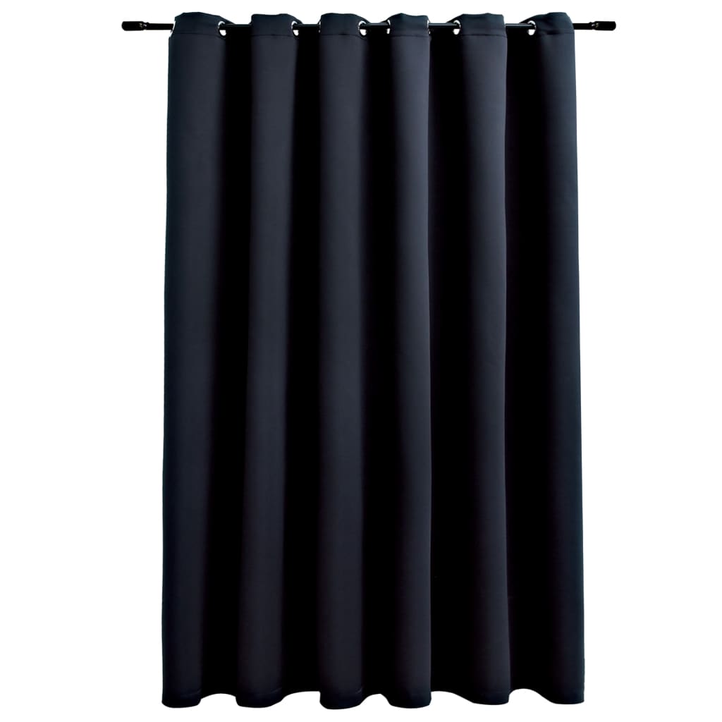 vidaXL Затъмняваща завеса с метални халки, черна, 290x245 см