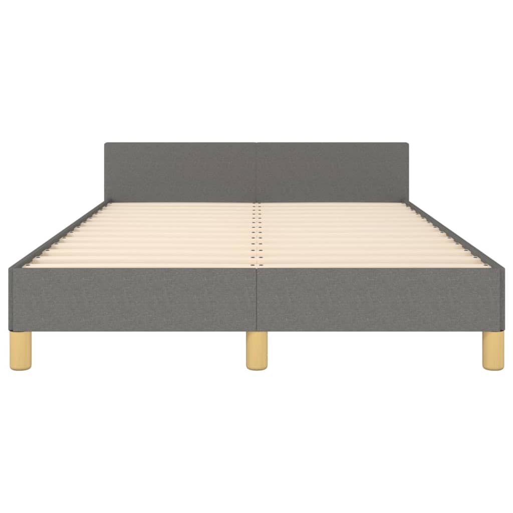 vidaXL Рамка за легло с табла, тъмносива,120x200 см плат