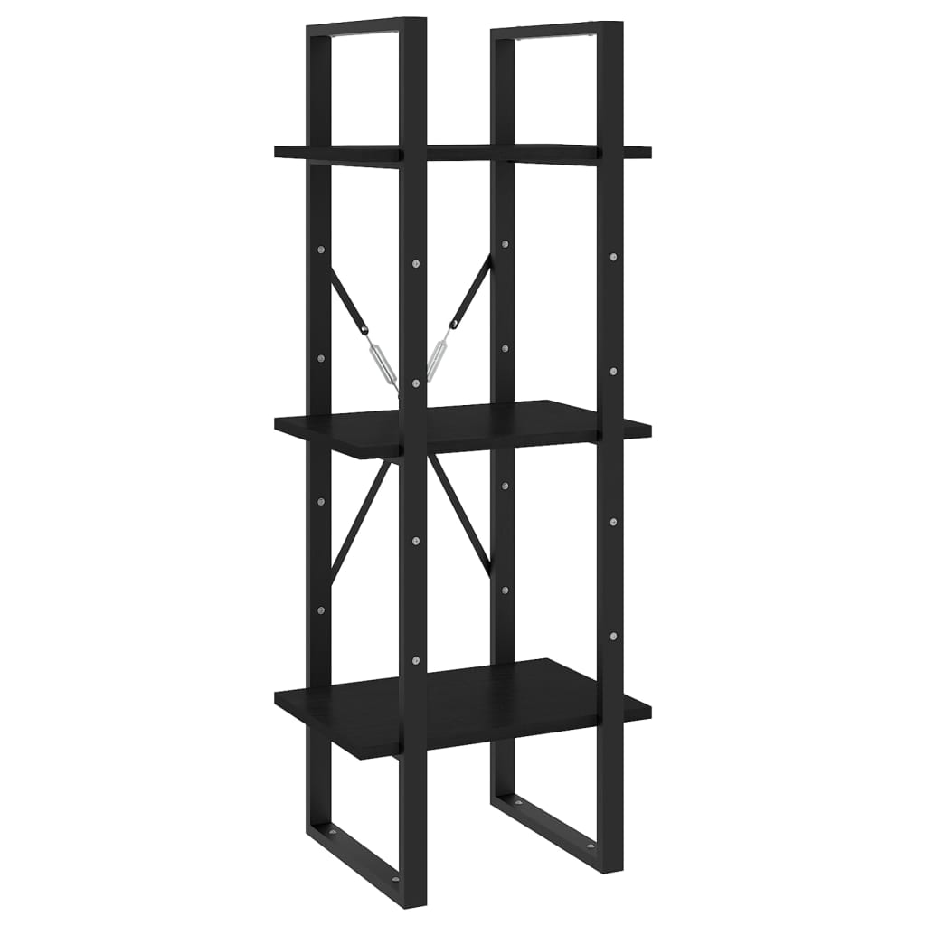 vidaXL 5-етажна библиотека, черна, 40x30x175 см, бор