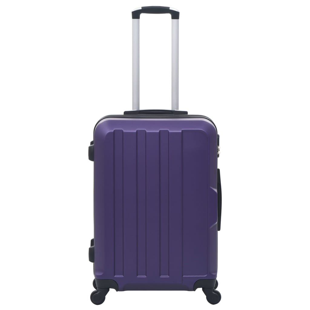vidaXL Комплект твърди куфари с колелца, 3 бр, лилави, ABS