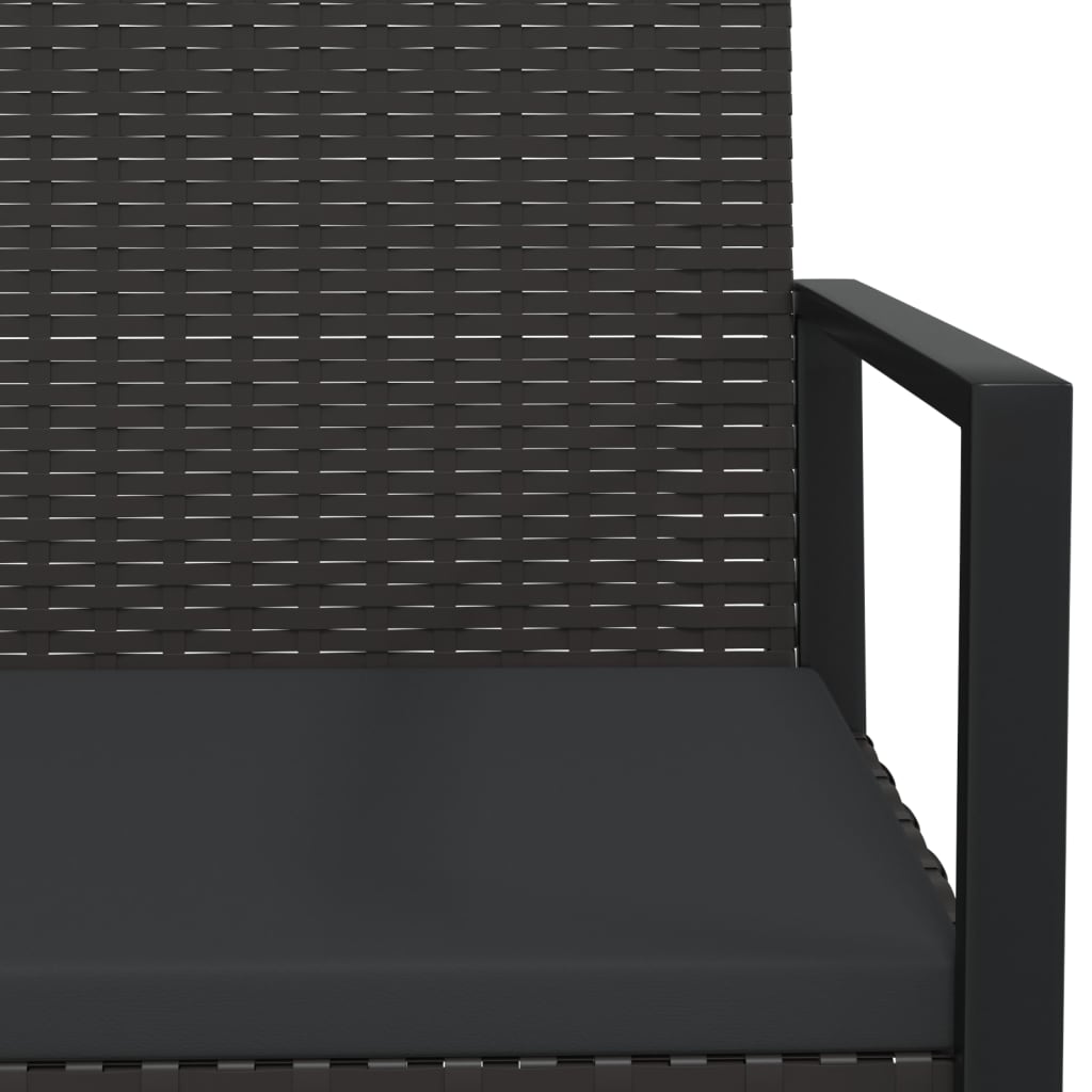vidaXL Градински фотьойл с възглавница, черен, полиратан