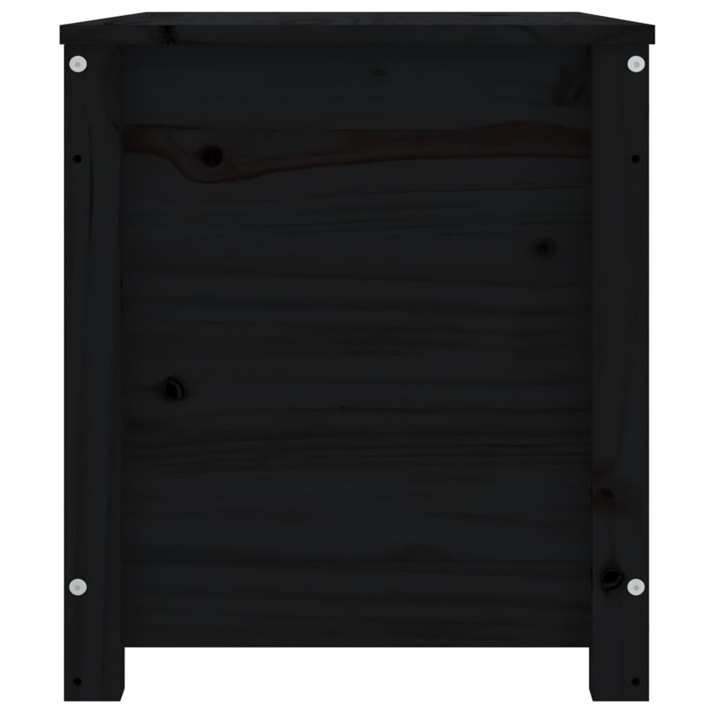 vidaXL Кутия за съхранение, черен, 80x40x45,5 см, борово дърво масив