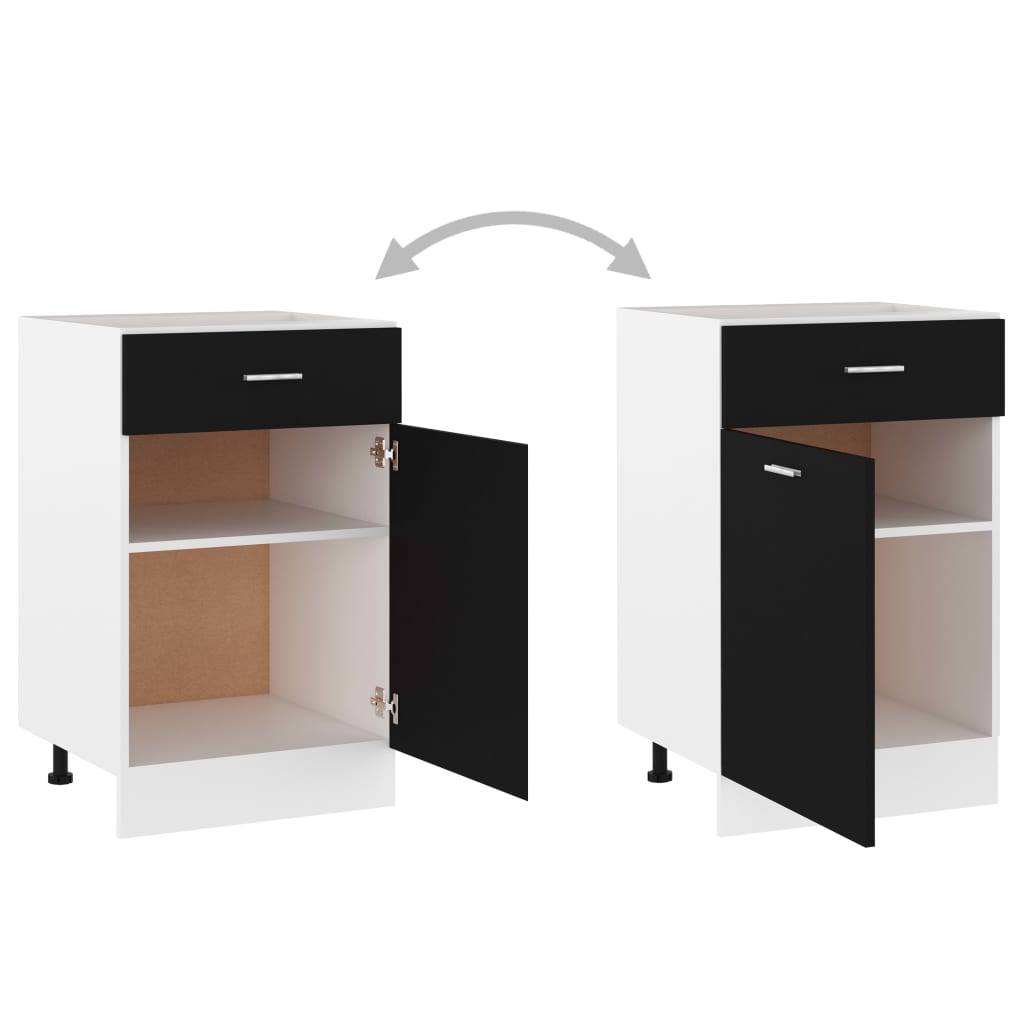 vidaXL Долен шкаф с чекмедже, черен, 50x46x81,5 см, ПДЧ