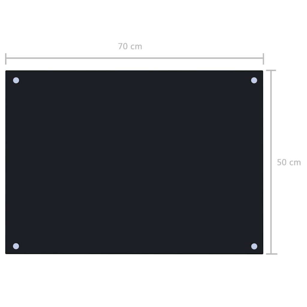 vidaXL Кухненски гръб, черен, 70x50 см, закалено стъкло