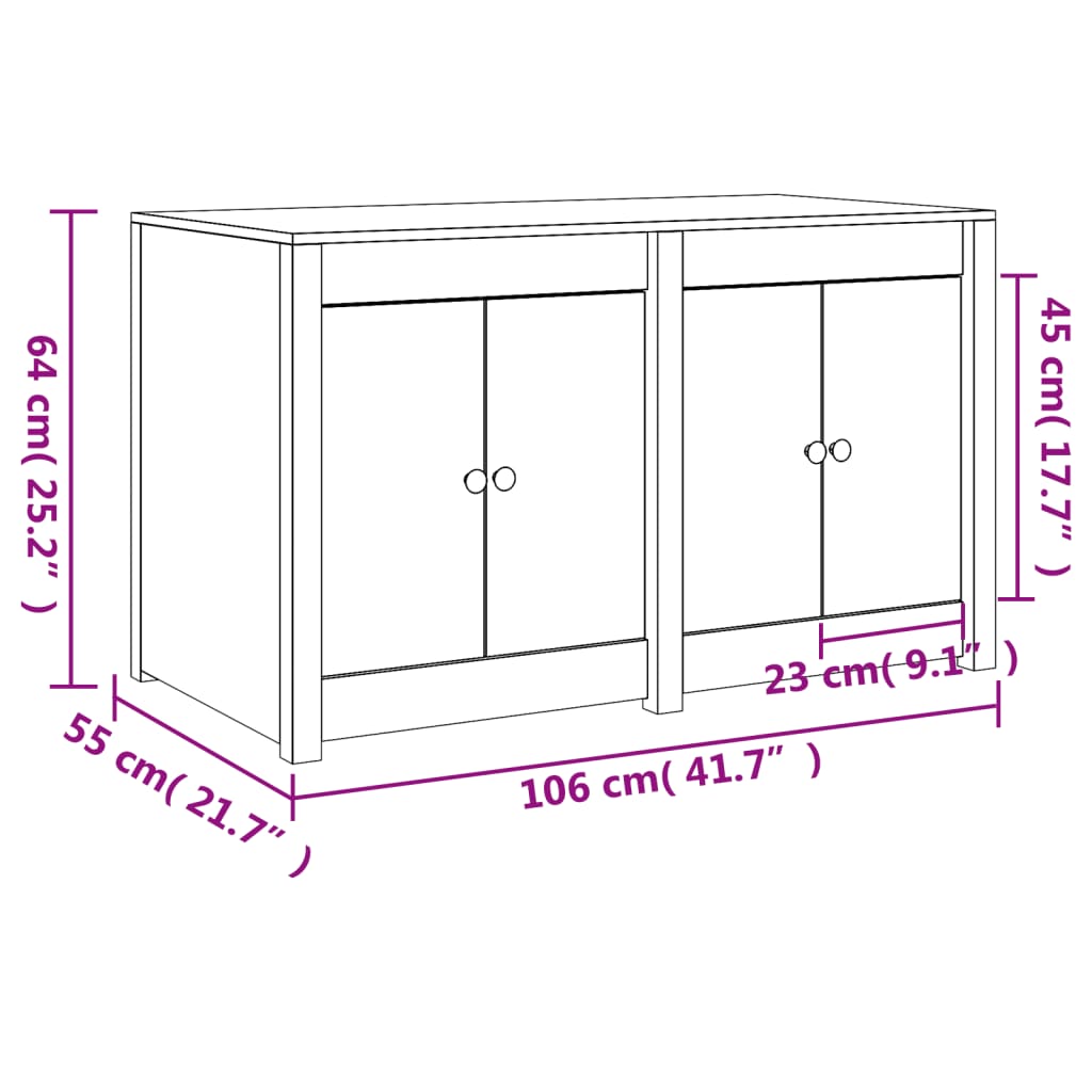 vidaXL Кухненски шкаф за открито, 106x55x64 см, бор масив