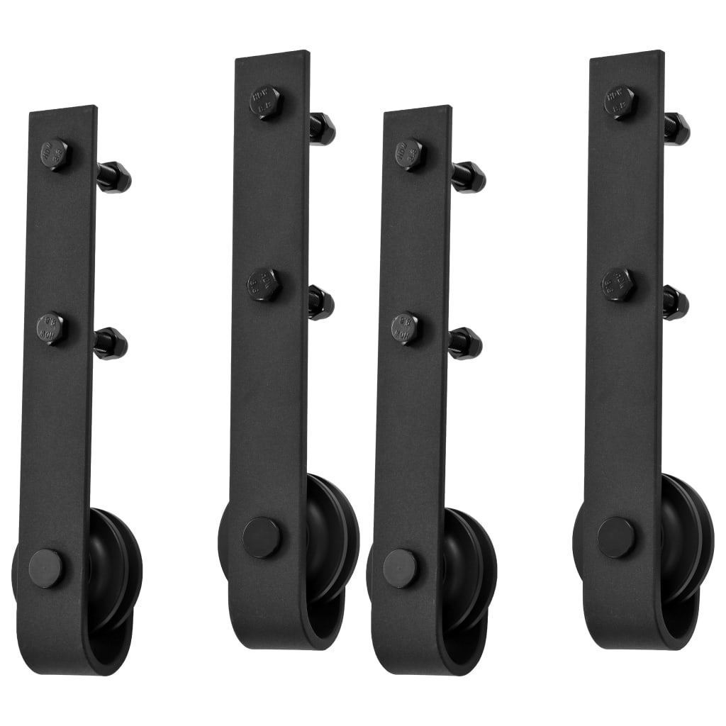 vidaXL Механизми за плъзгаща врата, 2 бр, 183 см, стомана, черни