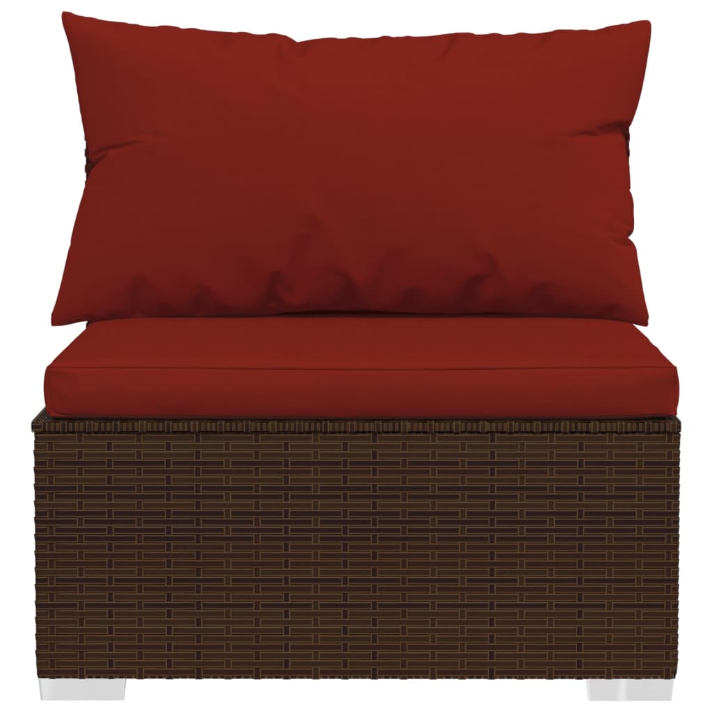 vidaXL 3-местен диван с възглавници, кафяв, полиратан