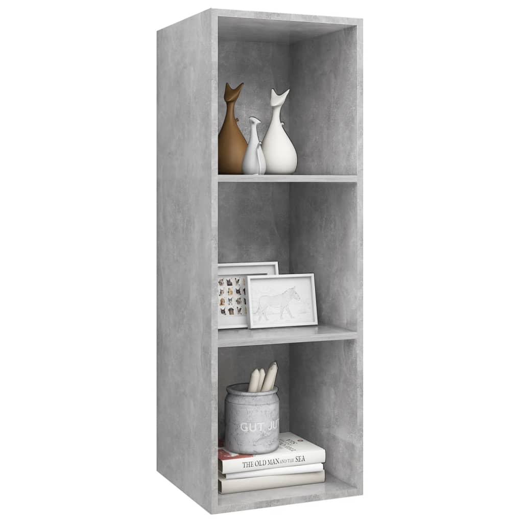 vidaXL ТВ шкаф за стенен монтаж, бетонно сив, 37x37x107 см, ПДЧ