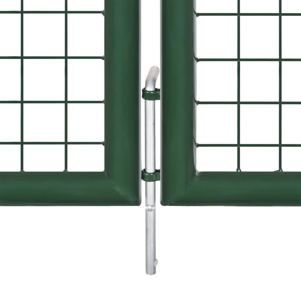 vidaXL Мрежеста градинска порта, стомана, 400x100 см, зелена