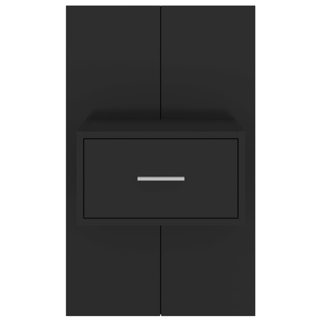 vidaXL Нощни шкафчета за стенен монтаж, 2 бр, черни